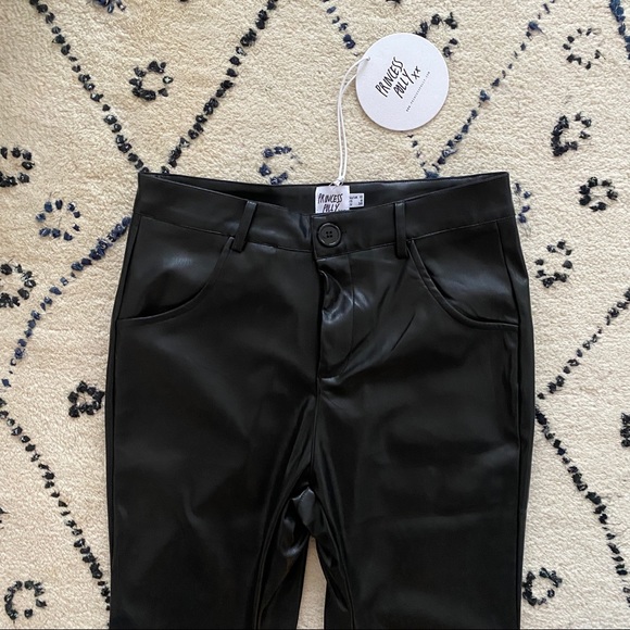 Princess Polly Black Flared Leather Pants - Picture 2 of 4